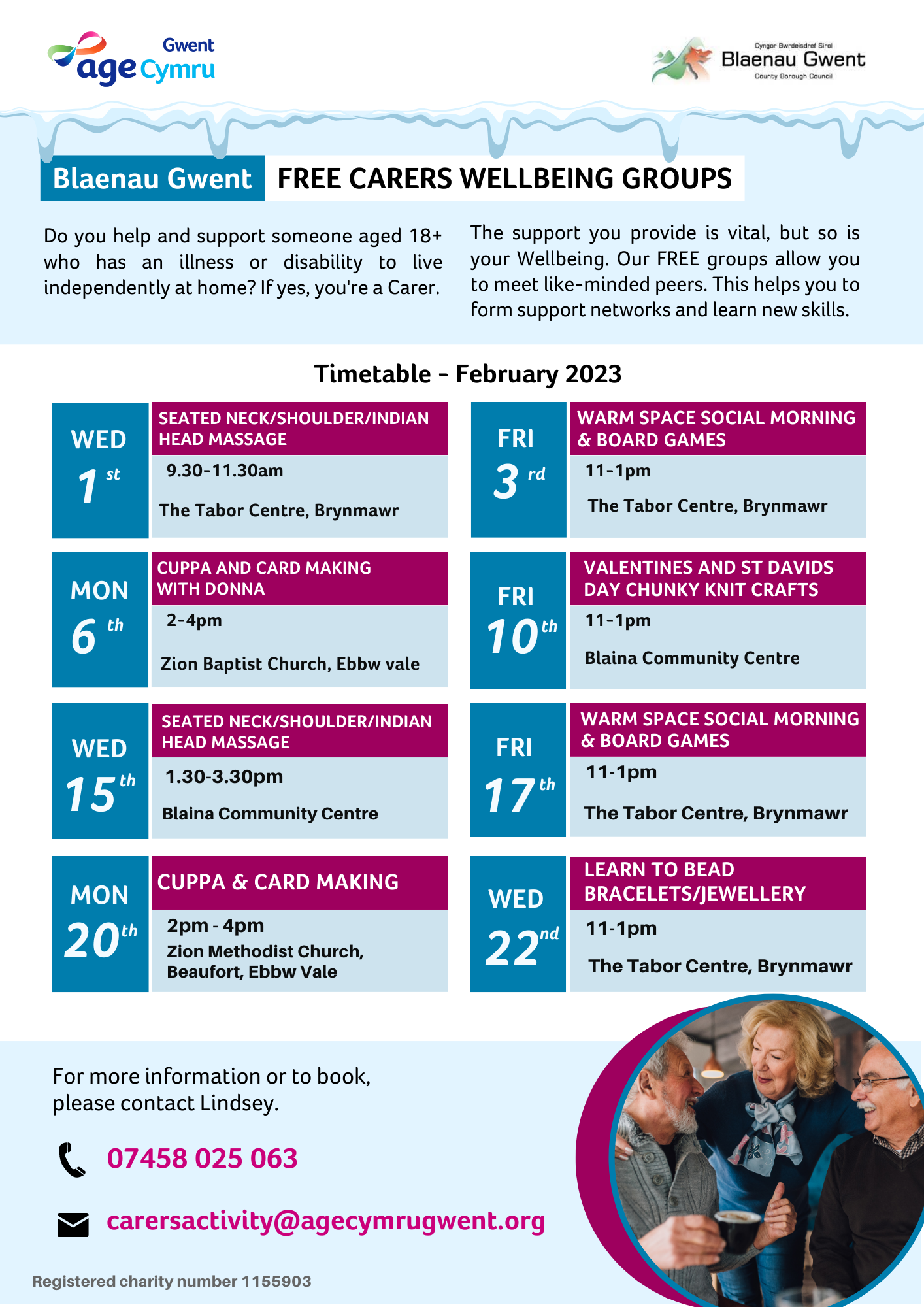 Free Carers Wellbeing Groups