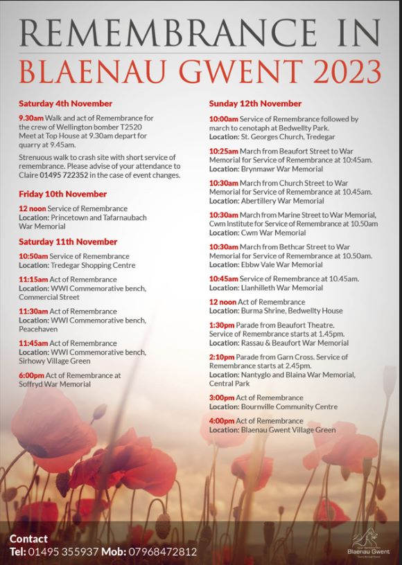 Remembrance In Blaenau Gwent 2023