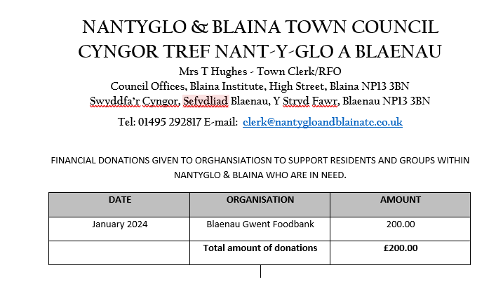 Donations Jan 