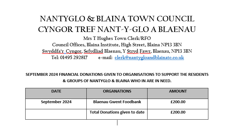 Donations Sept