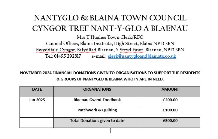 Donations provided January 