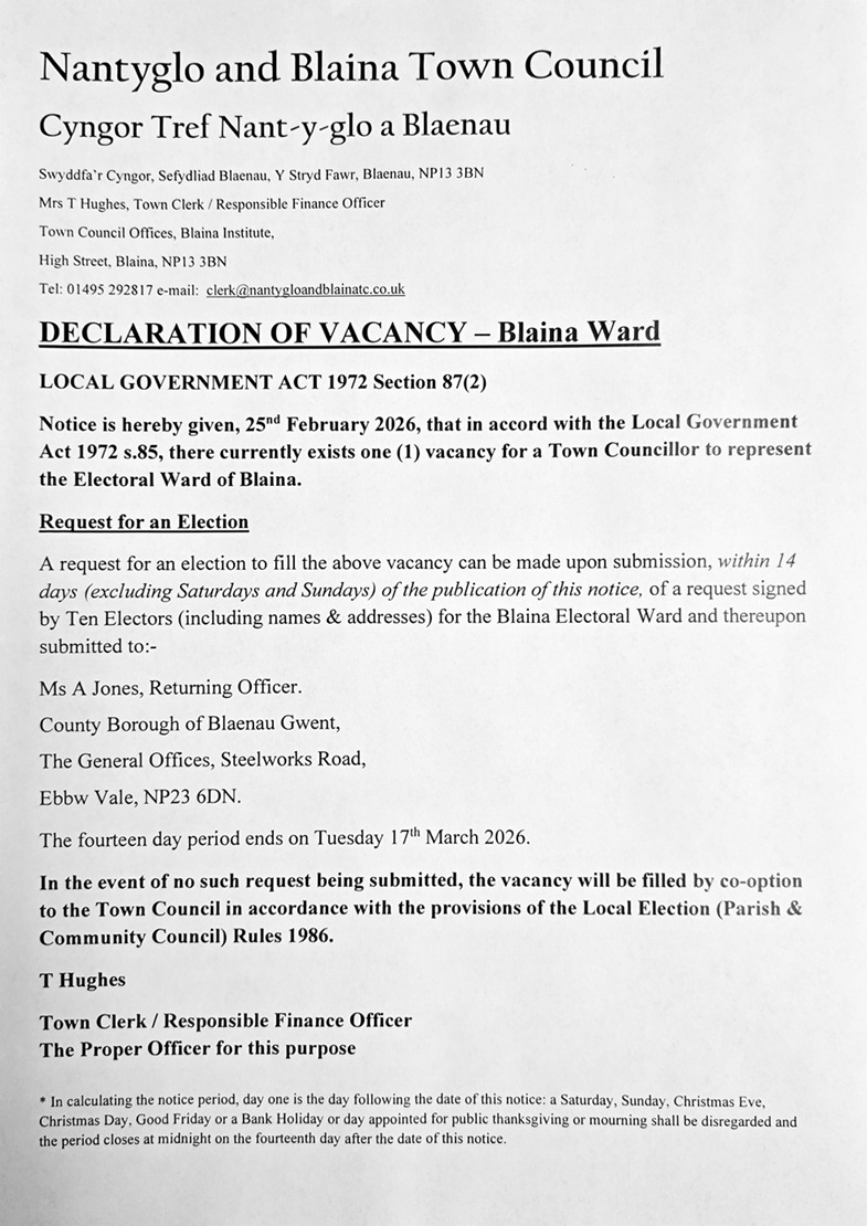 Declaration of Vacancy 